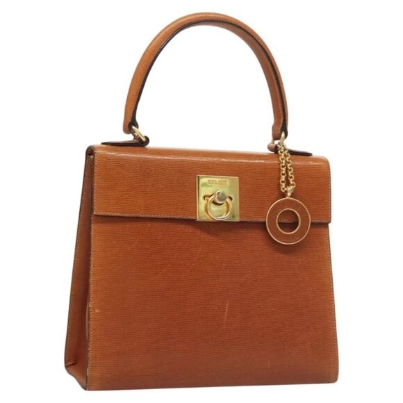 CELINE Hand Bag Leather Brown Gold Auth ep8641 - Picture 1 of 16